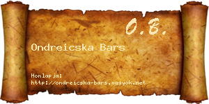Ondreicska Bars névjegykártya